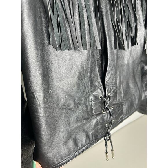 Leather Loft Black Fringe Leather Jacket Women’s Size Small - Picture 11 of 15